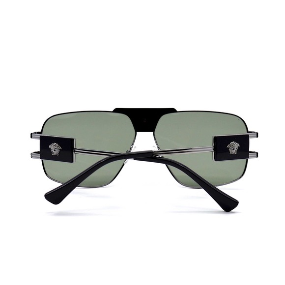 NEW VERSACE VE2251 1001/2 GUNMETAL GREEN SUNGLASSES - Picture 6 of 10